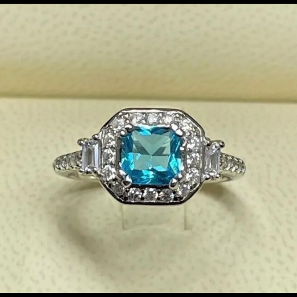 925 sterling silver aquamarine ring